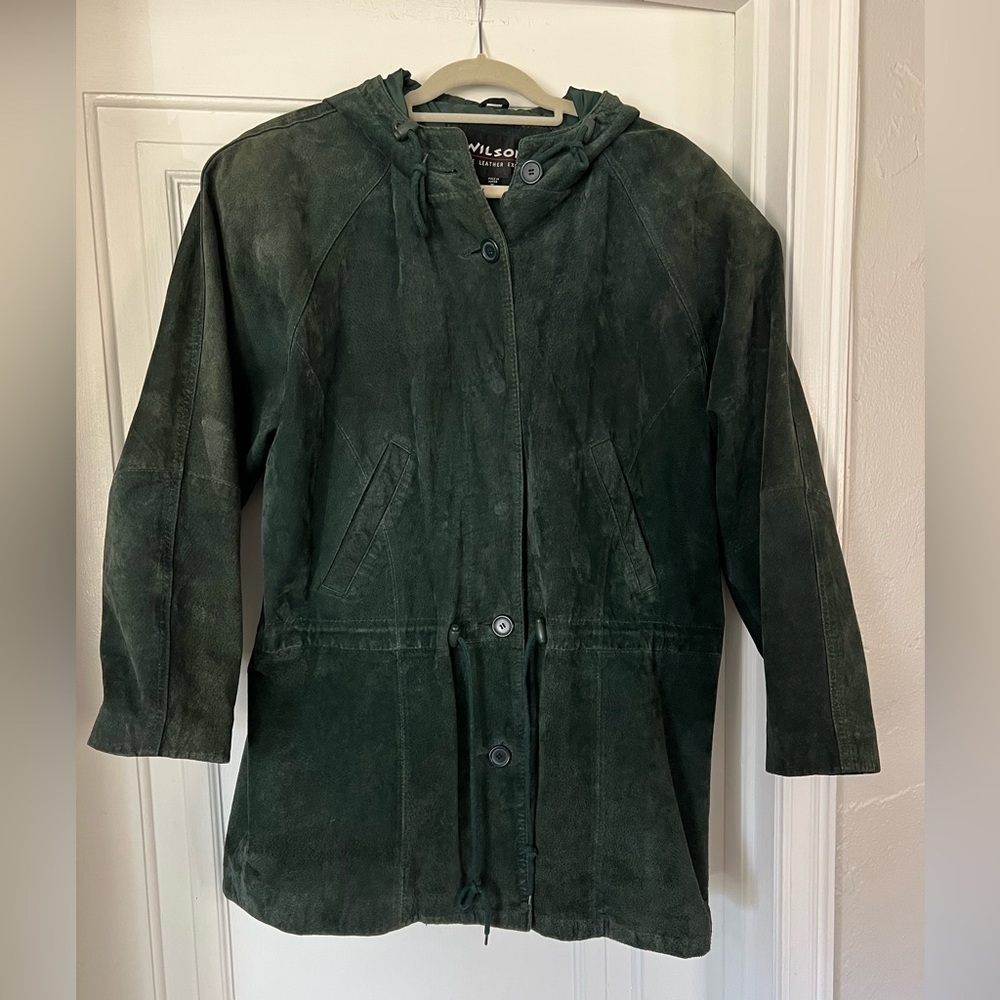Vintage Wilsons Leather Green Suede Coat – Hooded Parka – Women’s Medium jacket - Picture 11 of 11